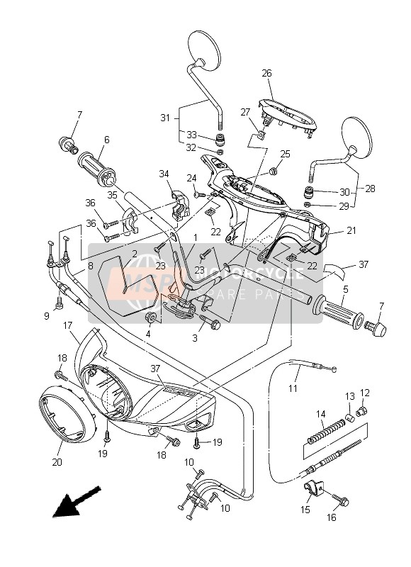 Yamaha XC115S 2014 LENKHANDGRIFF & KABEL für ein 2014 Yamaha XC115S